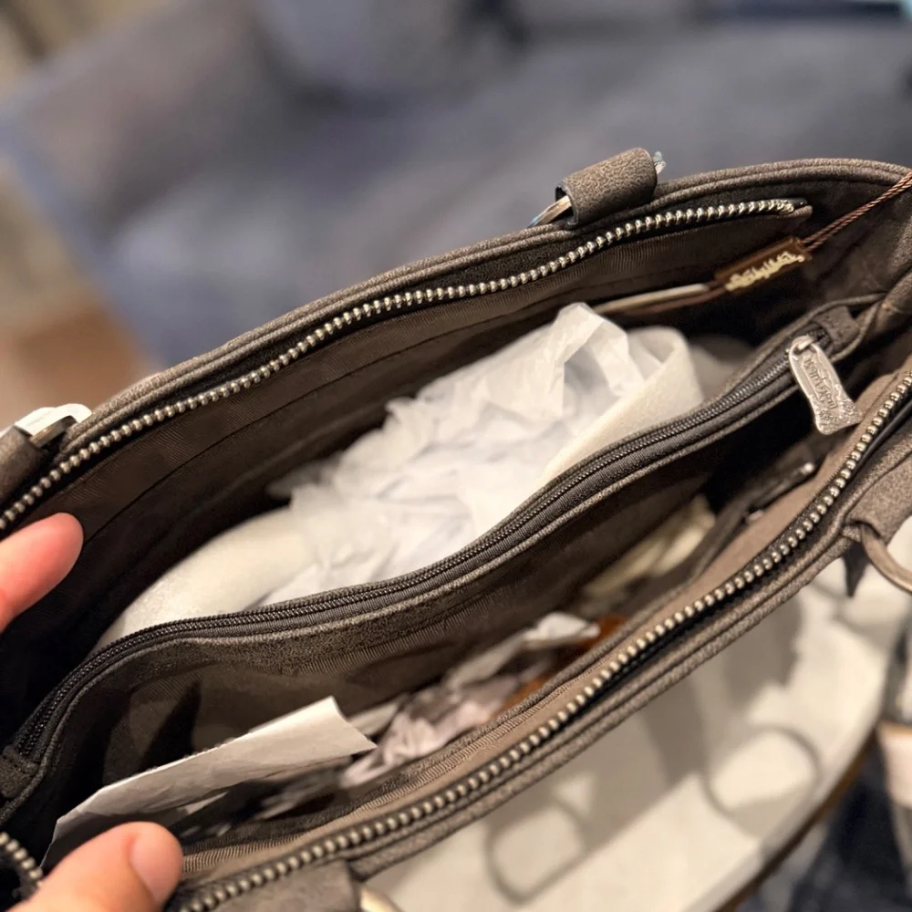 Trinity Ranch Genuine Hair-On Cowhide Collection Concealed Carry Tote Black